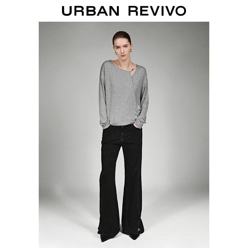 UR 2026 Women's Casual Off-Shoulder Beaded Long Sleeve Top