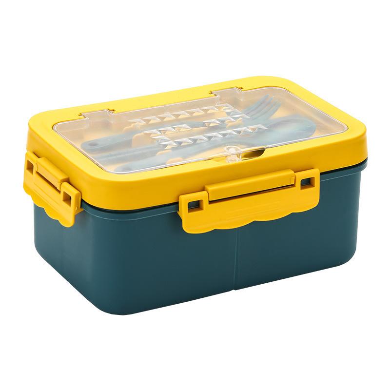 Wheat Compartment Lunch Box, Student and Office Worker Lunch Box, Portable Lunch Box, with Fork, Spoon and Chopsticks