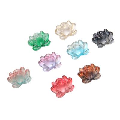 5 Pezzi Perline Fiore di Loto a Doppio Foro in Vetro Ciondolo Fascino per Collana Bracciale Orecchino Fai da Te Creazione Gioielli