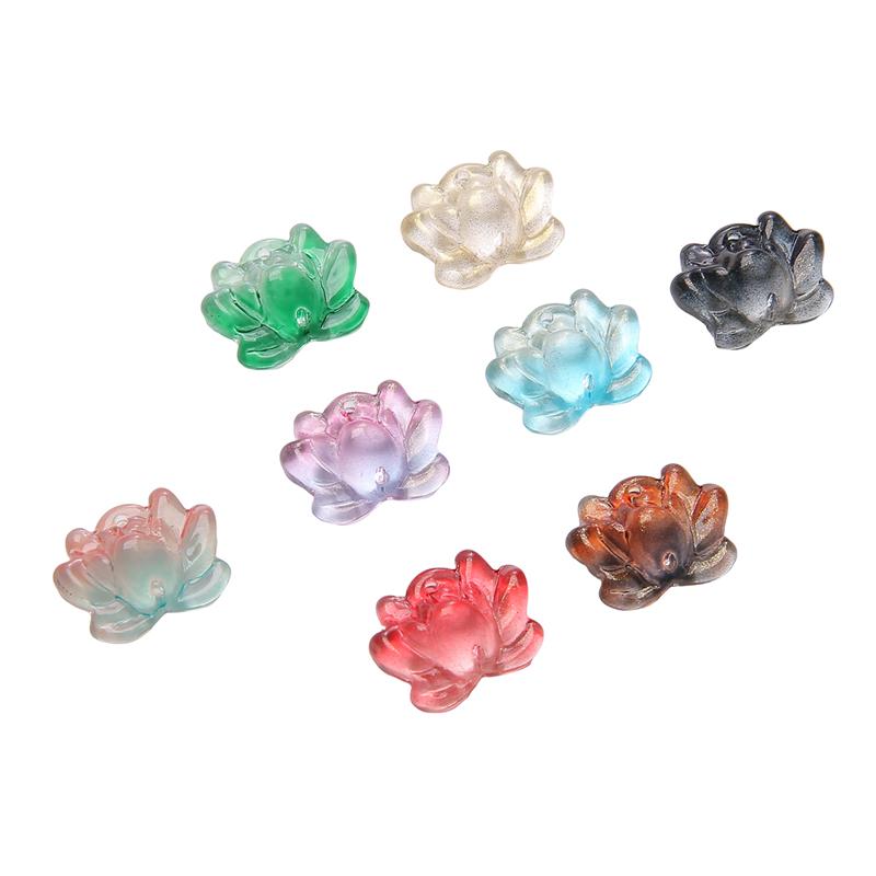 5Pcs Glass Double Hole Lotus Flower Beads Pendant Charm for Necklace Bracelet Earring DIY Jewelry Making