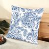 Blue Retro Flower Cushion Cover Soft Short Plush Pillow Cover Smooth Cozy Texture Aesthetic Cushion Case Home Decor