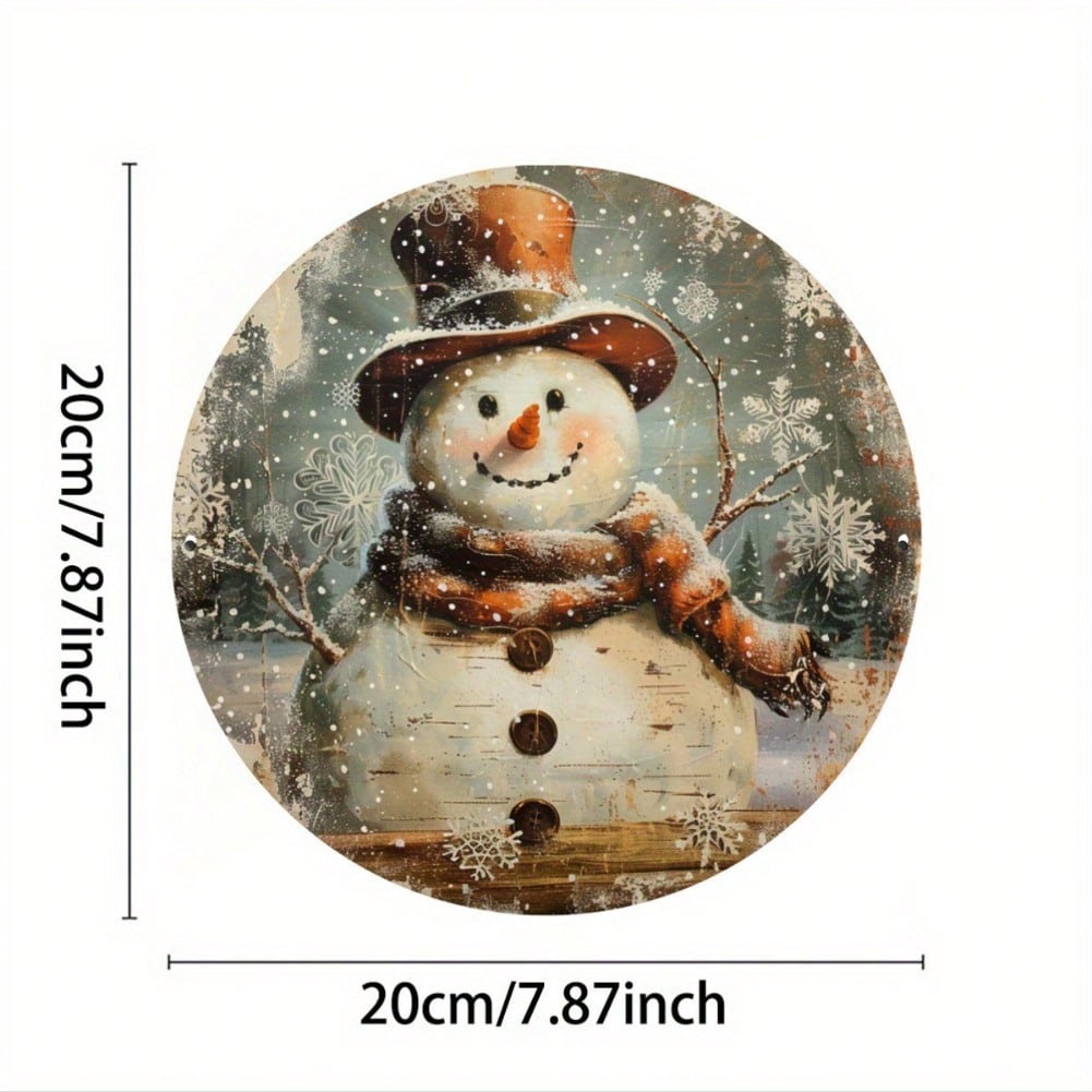Snowman Tin Sign Vintage Metal Art 8x8 Inch Rustic Christmas Decor Indoor Outdoor Wall Decor for Home Cafe Garage