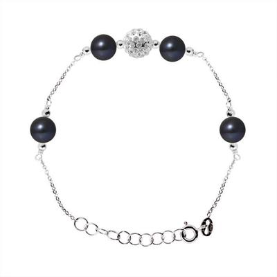 Bracelet - - 4 Freshwater Cultured Pearls 6-7 Mm - 925 Silver - Adjustable Length 14-18 Cm