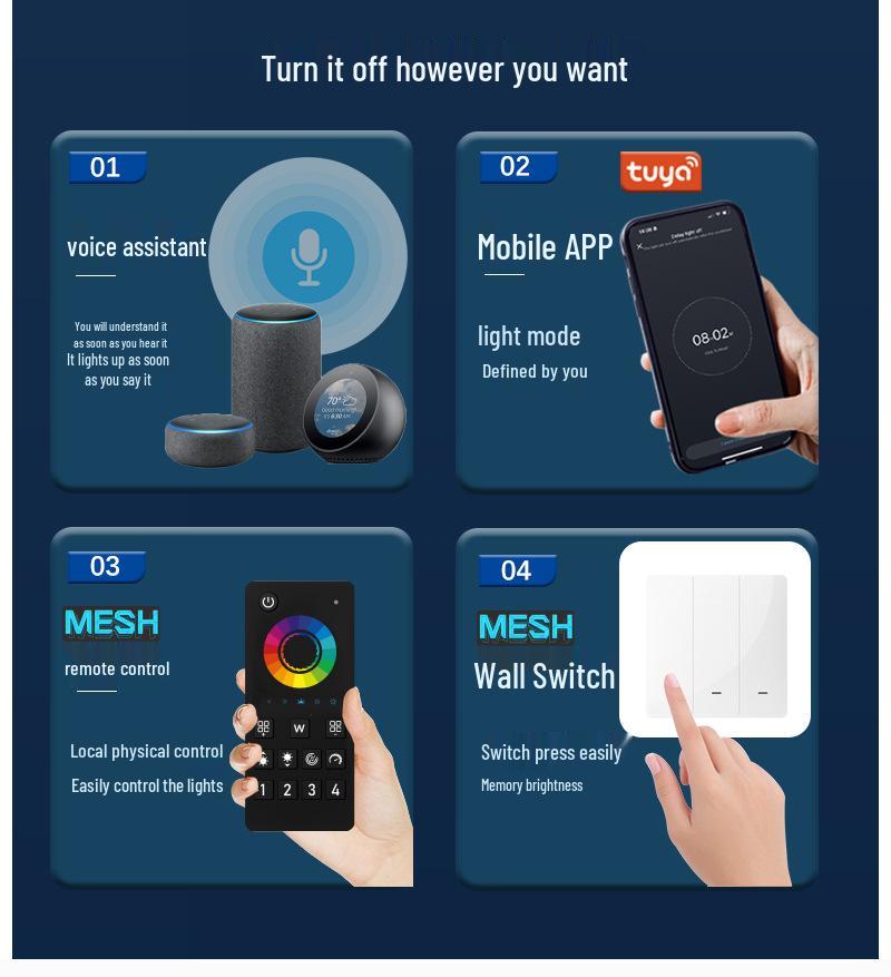 Taki Smart WiFi LED Dimmer Controller: RGBWC Seven-Color Wireless Touch Light Strip