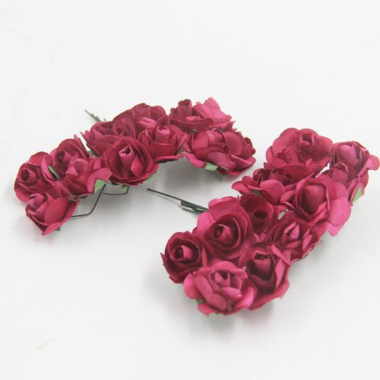 12 Pcs Mini Artificial Rose Flower Bouquet 12 Heads Paper Rose Flowers with Stems for Scrapbooking Wedding DIY Crafts