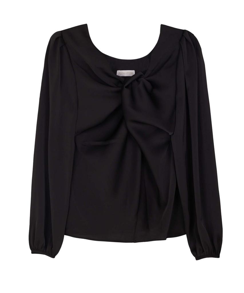 PLUNASTUDIO Twist Puff Blouse_Black