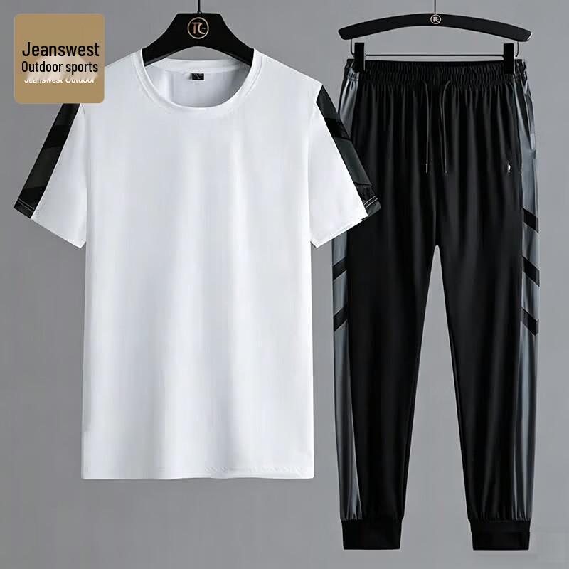 JEANSWEST OUTDOOR Men s Ice Silk Quick-Dry T-Shirt & Pants Set 3XL