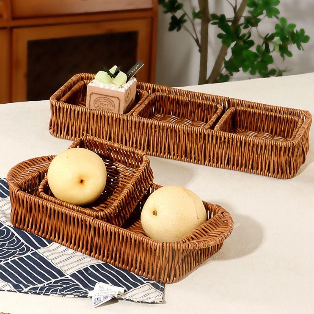 Neuer tragbarer handgewebter Brotaufbewahrungskorb atmungsaktiv 5 Stile Outdoor-Picknickkorb Doppelgriff Hochzeitsschrank