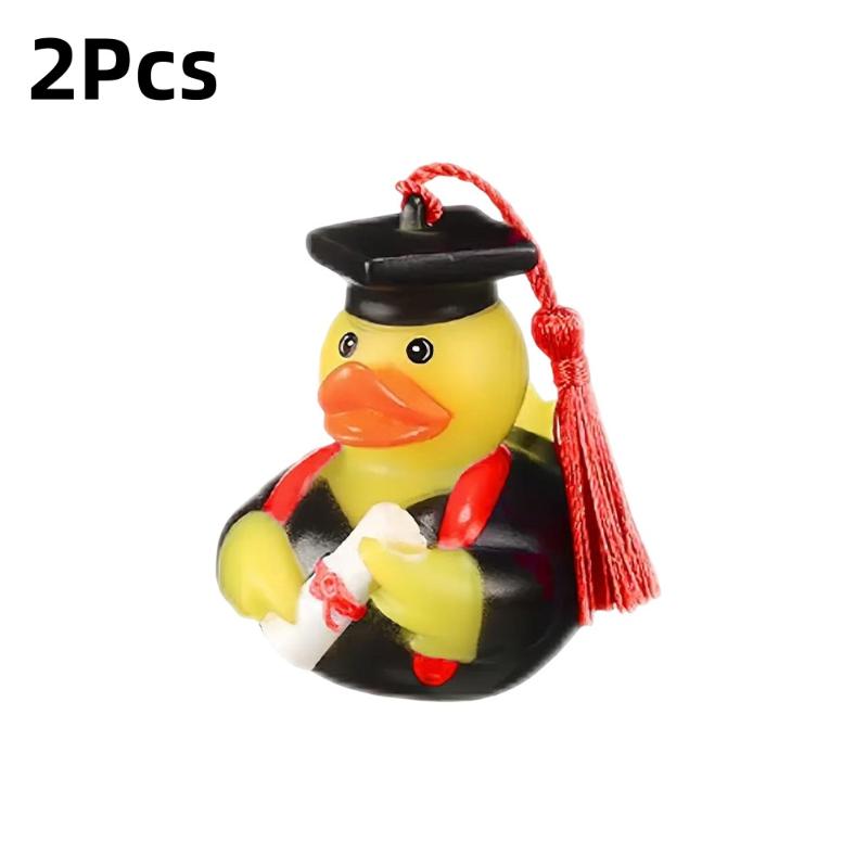 2Pcs Doctor Duck with Top Hat Graduation Party Decorations Cute Gifts Creative Car Ornaments Squeaky Bath Toy