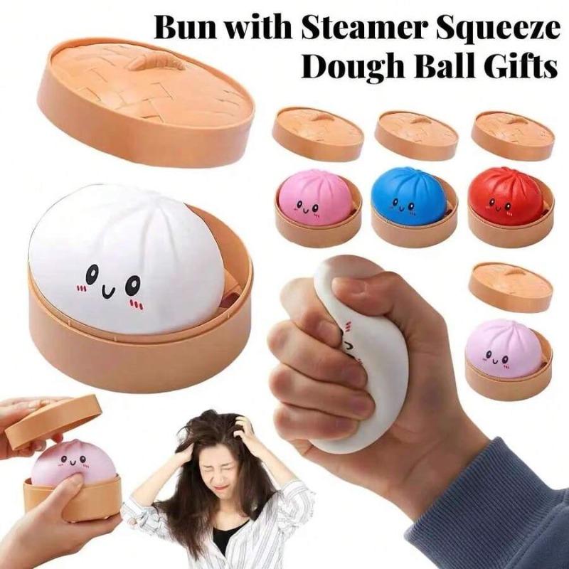 Calming Flour Bun Squeeze Pinch, Soft Dumpling Squishy Stress Relief Fidget Toy