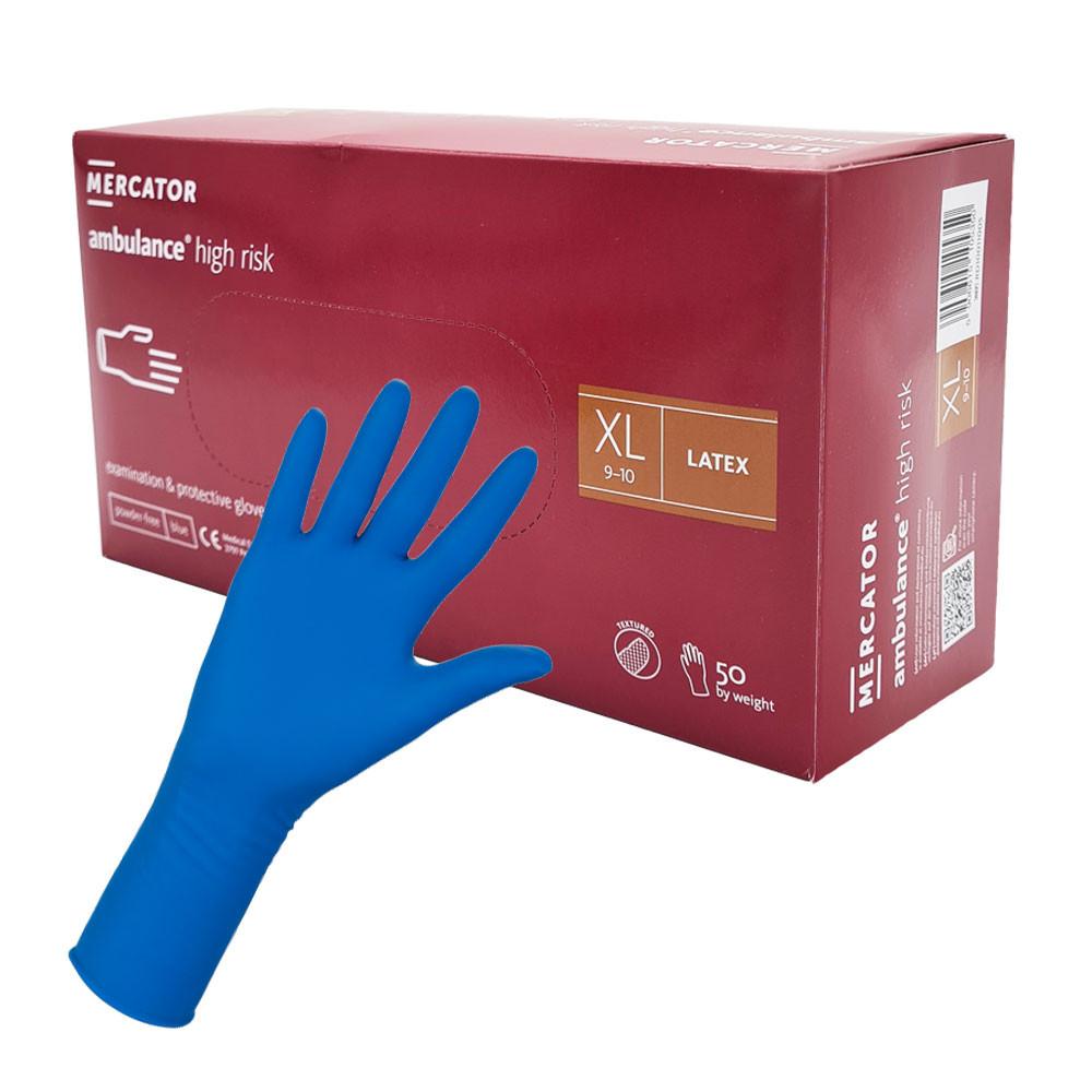 Mercator Ambulance High Risk Latex Gloves Blue 50 Pcs