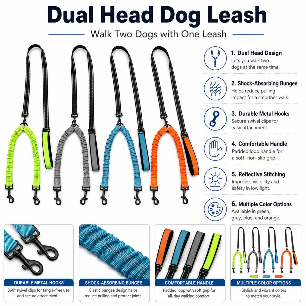 Dog Double Ended Leash Anti Escape Anti Lost Large Medium Small Dogs Universal Dog Walking Rope Pet Supplies