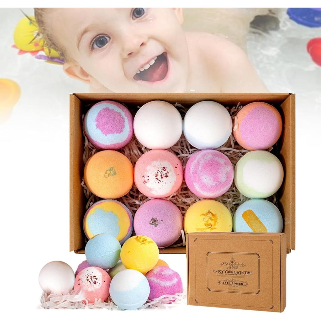 Bath Bombs, 6PCS 60g Natural Ingredient Shower Bombs Moisturizes Soothes The Skin, Relieve Stress Bath Bubbles SPA Essential for Women Gifts