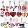 Red Series Charms Beads Pendan Copper Suitcase Red Wine High Heels Cherry Charm Fit Original Bracelet Woman Jewelry