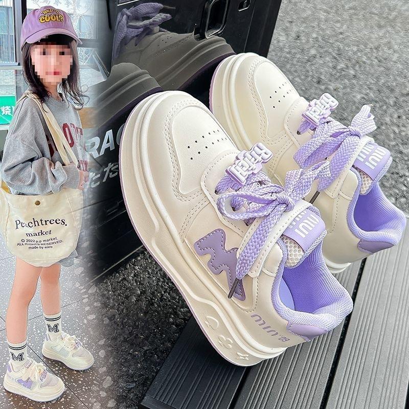 Children's Board Shoes Spring and Autumn Girls' Sports Shoes 2025 New Children's Soft-soled Casual Shoes Breathable Student White Shoes Tide