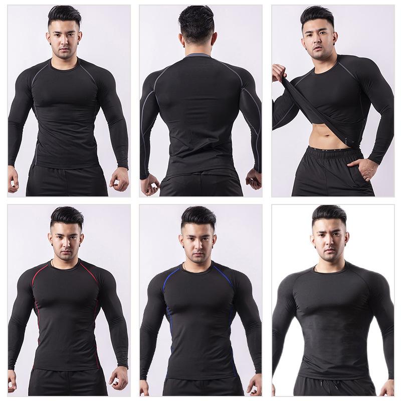 Men's Sports Running T Shirt+ Pants Fleece Thermal Quick Drying Clothes Winter Warm Long Sleeve Tops & Trousers for Running Fitness Training