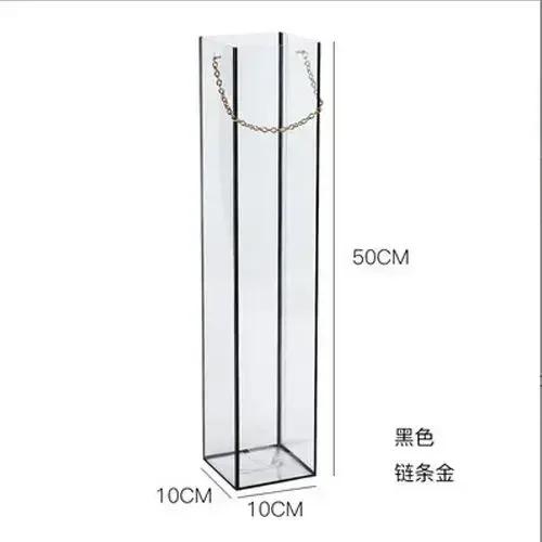 

Розовая Сумка Прозрачный Пластик Цветок Подарочная Коробка Упаковочные Пакеты Золотая Цепочка Ручка Сумка Портативная Сумка для Хранения Модный Декор для Вечеринки