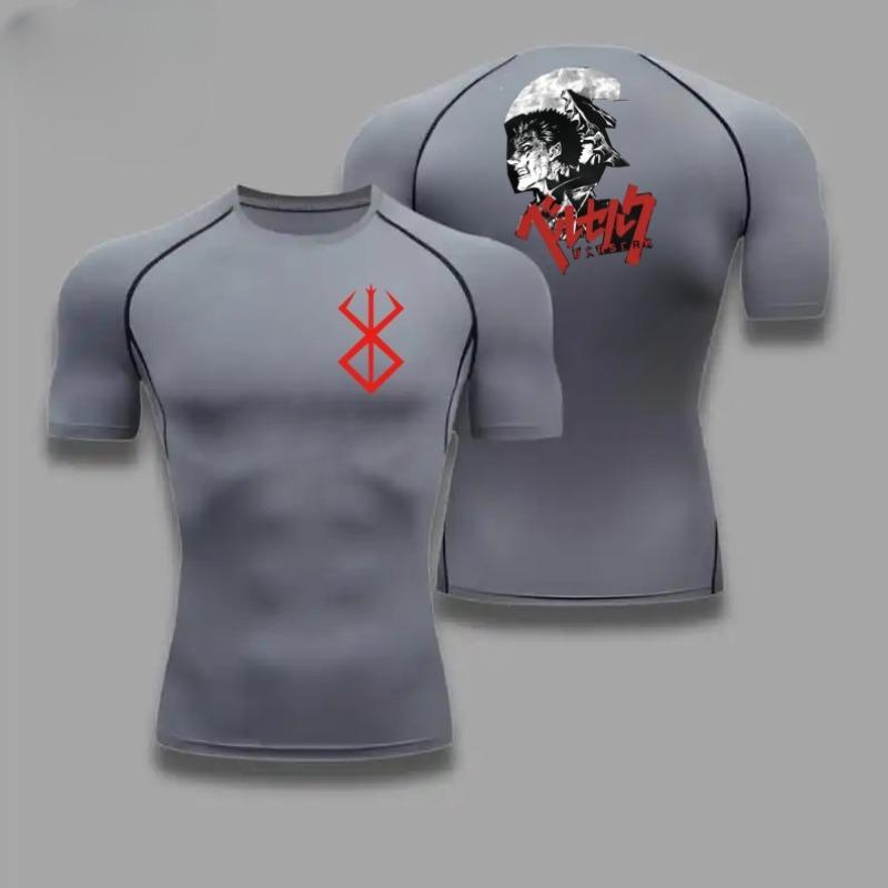 For Men Summer Athletic Compression T-Shirt Breathable Quick-Dry High-Elasticity Short Sleeve Tee with Bold Griffith Graphic Gym