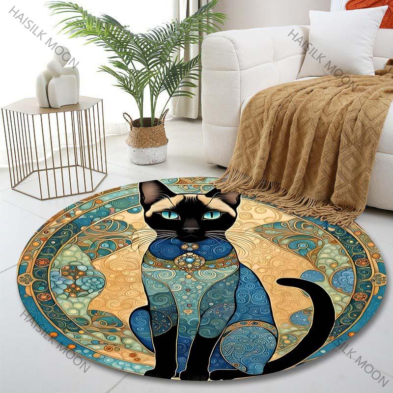 

Multiple sizes Patterned decorative cat Print Round Carpet Living Room Bedroom Table Chair Sofa Decorative Carpet Luxury gifts Diameter -60cm