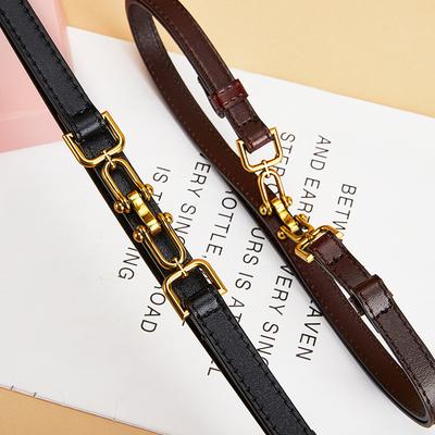 Women's Strap Belt Skirt Accessories Cowhide Two-layer Cowhide Belt Pair Elliptical Buckle Smooth Plate Buttonhole Women's Strap