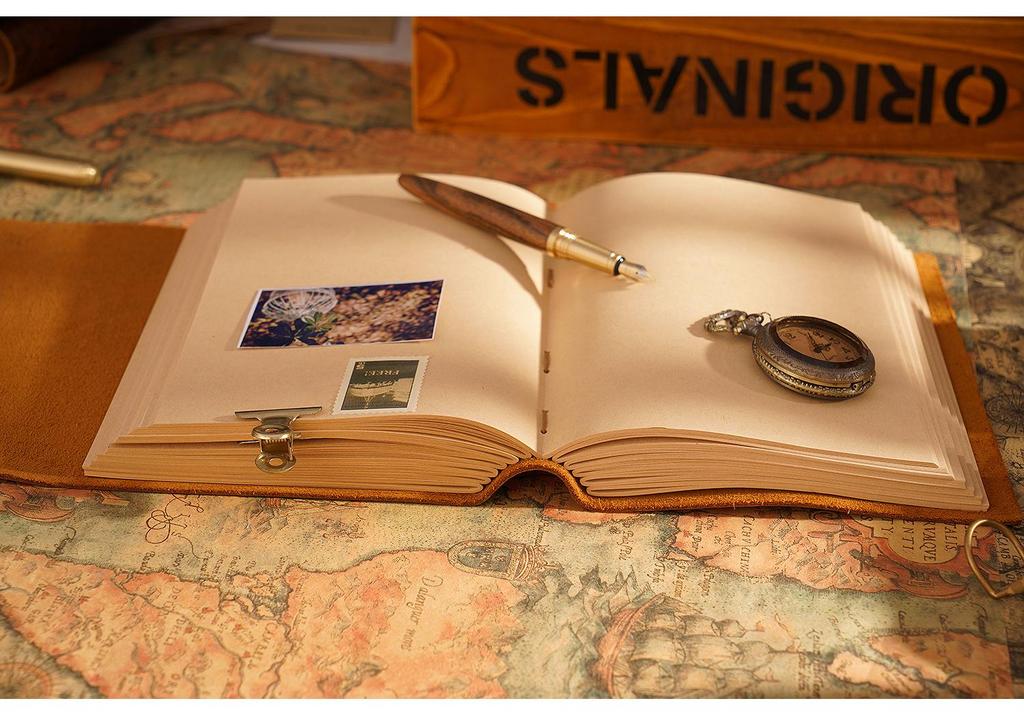 Handmade European Style Cowhide Sketchbook & Diary – Retro Traveler's Line-Bound Notebook