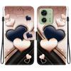 Handmade PU Leather Flip Case for Motorola Edge 40 Anti-Slip Shockproof Cover with Wrist Strap & Heart/Rose Cat Designs