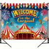 A single item: a large-scale carnival-themed circus background decoration with a welcome banner.