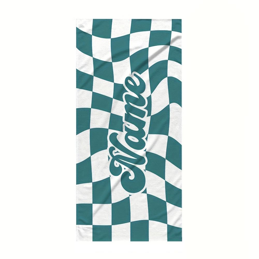 Personalized Grid Beach Towel Customize Name/Logo Oversized Microfiber Towel Summer Party Gift For Beach Swimming Bath Sports