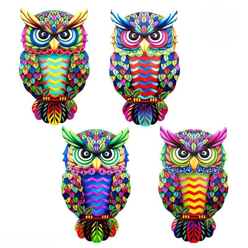 1PC Owl 4-color Wall Decoration Made of Iron Crafts Hanging Ornament Pendant for Indoor Outdoor Home Garden