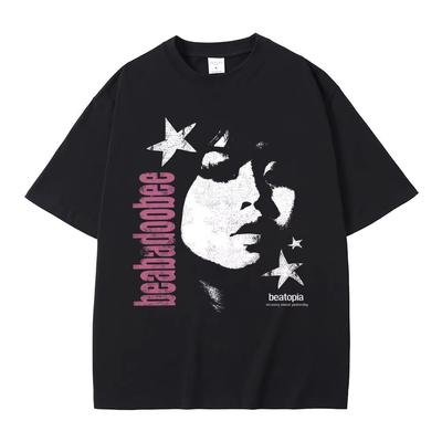 Beabadoobee Face Print T-shirt Men's Women Hip Hop Fashion Pop Music T Shirts Casual Cotton Short Sleeve T-shirt Tops Streetwear