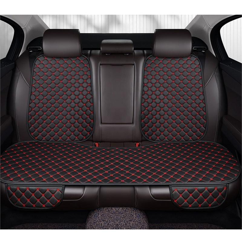 Universal Nappa Leather Car Seat Cushion: Star Embroidered, Backless, Non-Slip, Three-Piece Set