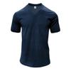 Men's V-neck Slim Fit Corduroy Casual Short Sleeve T-shirt, Solid Color