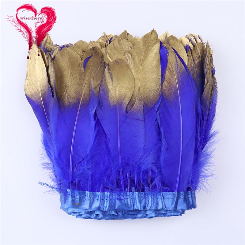 Gilded Silver Tip Goose Feather Lace Trim - DIY Decorative Clothing Accessory