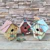 7.8 Inch Wooden Birdhouse Hand Painted Bird House for Outdoor Hanging Bird House Garden Decoration