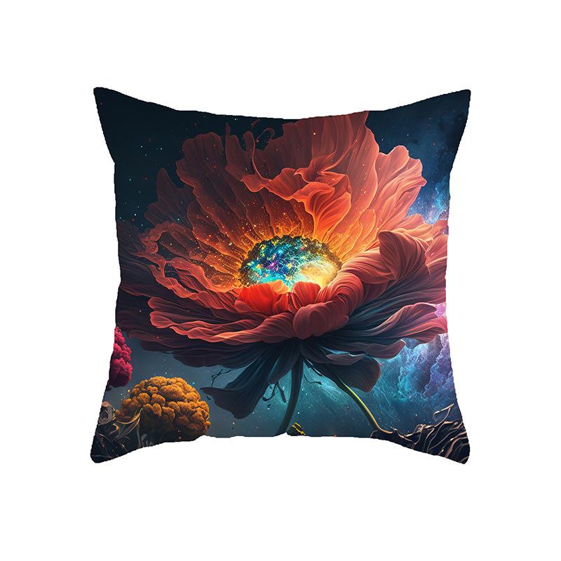 

New Home Three-dimensional Printed Flower Pillowcase Office Sofa Bedside Decoration Waist Pillow 45*45cm