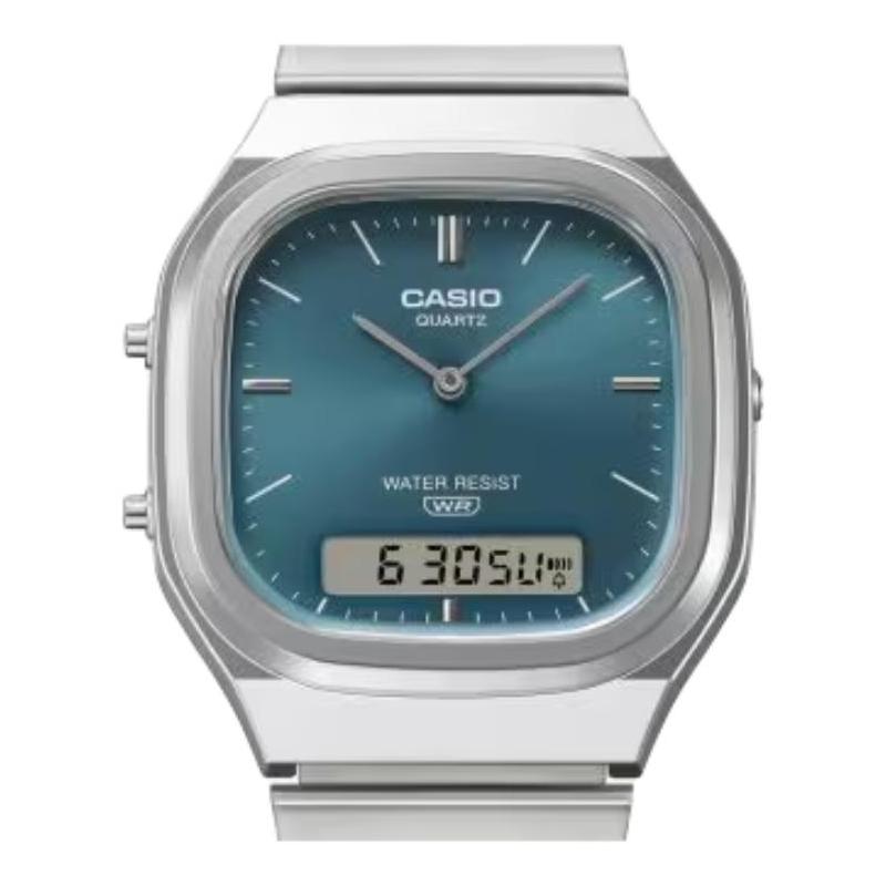 CASIO G-SHOCK series, waterproof, fashionable and simple for daily life, Quartz, Steel Strap, , same style for men and women, blue dial AQ-240E-3AJF синий