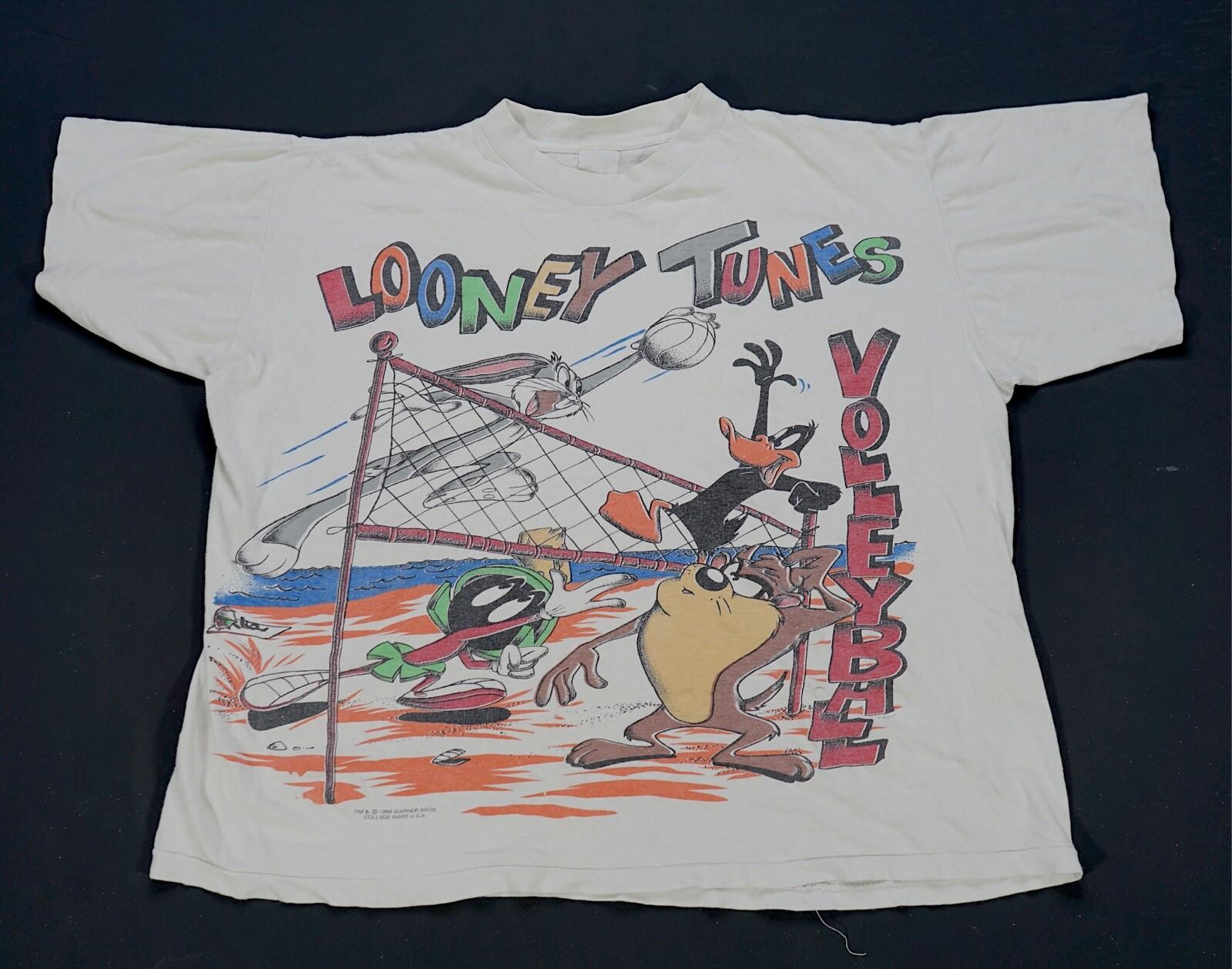 Rare VTG Looney Tunes Volleyball Taz Bugs Bunny Marvin Daffy 1994 T Shirt 90s XXXXL