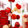 Wedding Double Happiness Garland & Lantern Set with Honeycomb Ball Columns for Background Decor