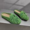 Fashion AIYUQI Slippers For Women Genuine Leather 2025 New Flat Tassel Closed-Toe Shoes Female Large Size Slip-On Shoes Women's Mules
