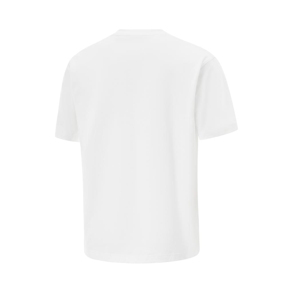 Li Ning Breathable Versatile Printed Letter Crew Neck Short Sleeve T-Shirt Men Tops White AHSV405-3