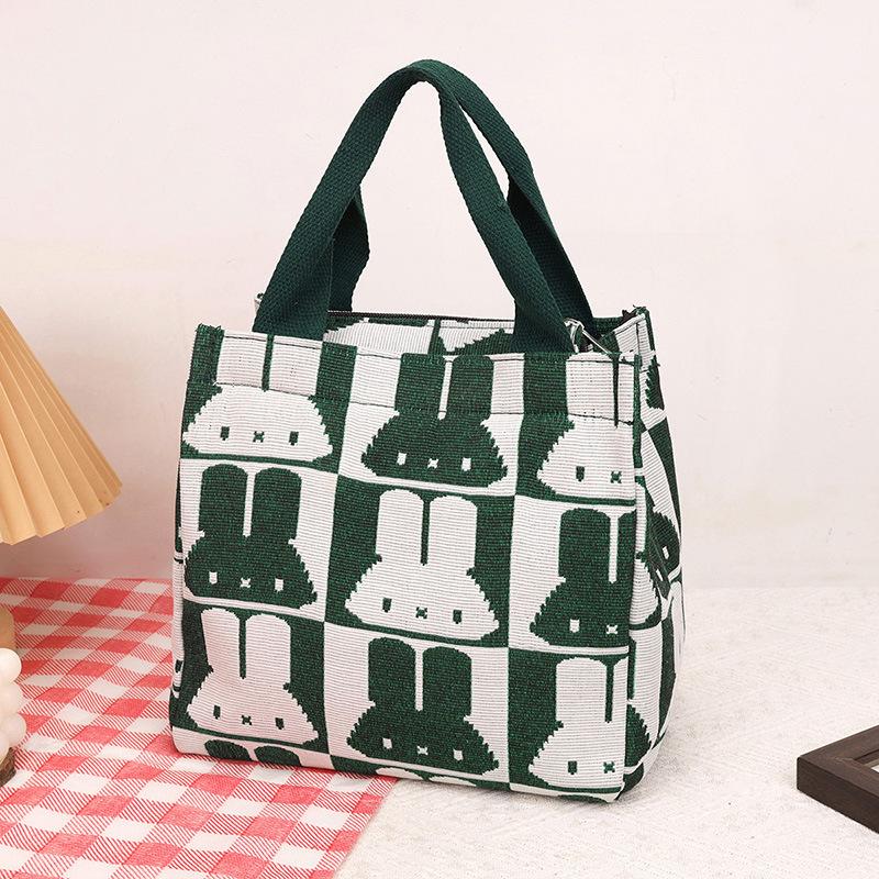 

Сумка для работы, сумка для ланч-бокса, универсальная сумка из свежего кролика, утолщенная холщовая сумка для бенто зелёный