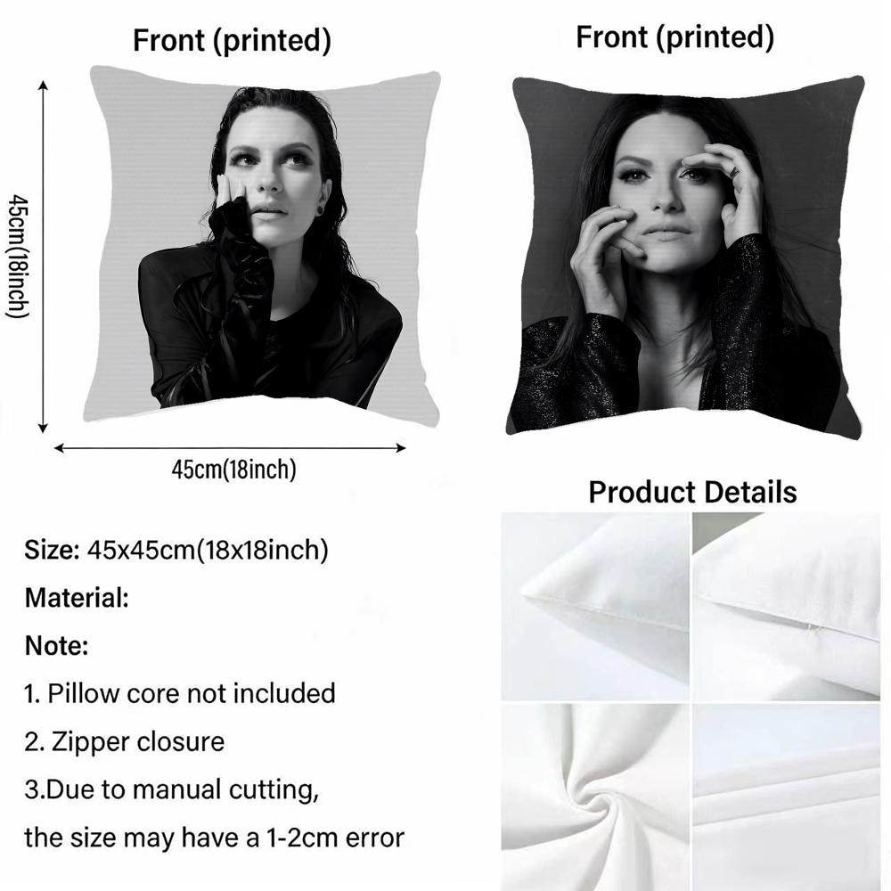 L-Laura Pausini Cushion Cover Cushion Cover Pillowcase, Anti-Mite Invisible Zipper, Linen Sofa Cushion