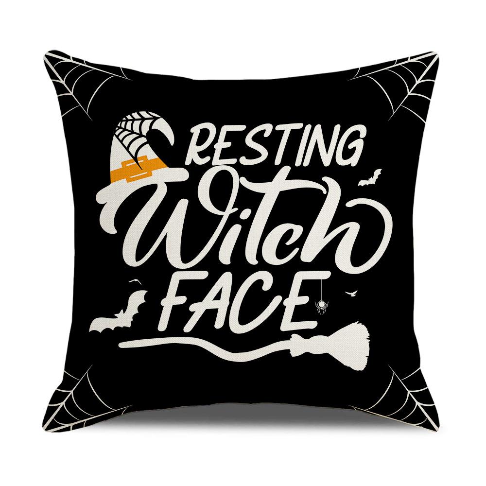 New Halloween Throw Pillow Cover Linen Print Cartoon Pumpkin Cushion Cover Home Cushion