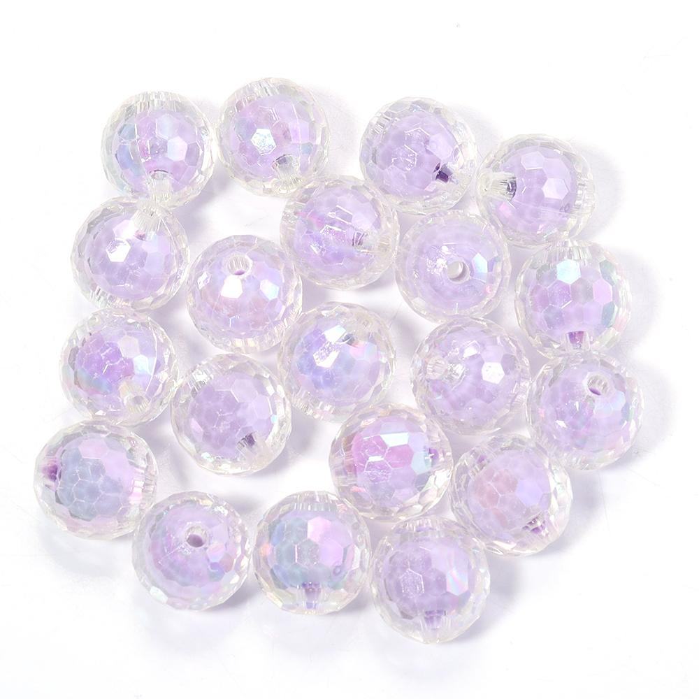20pcs/lot 16mm AB Colored Faceted Beads Loose Spacer Acrylic Ball Beads For DIY Charms Bracelet Keychains Jewelry Accessories