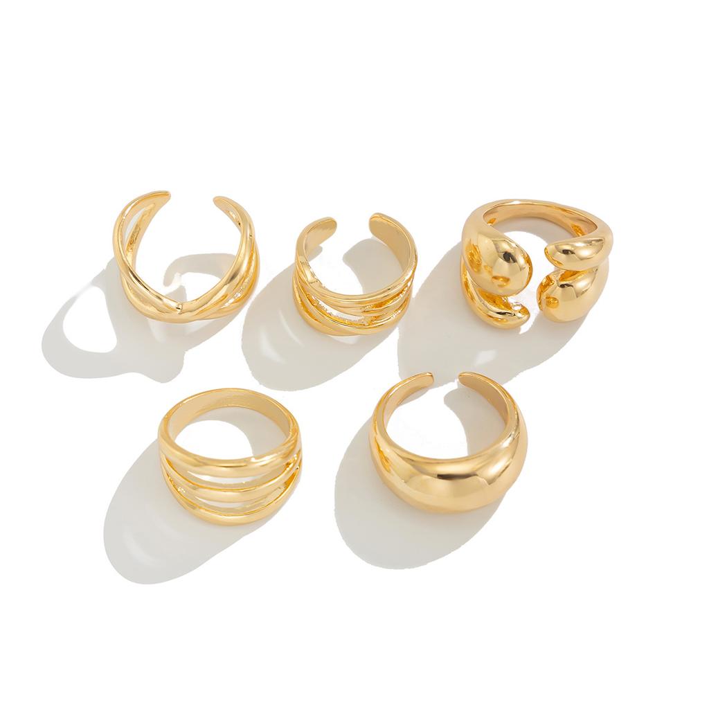 Irregular Liquid Metal Pleated Open Ring Female, Cold Wind Smooth Water Drop Ring Rings