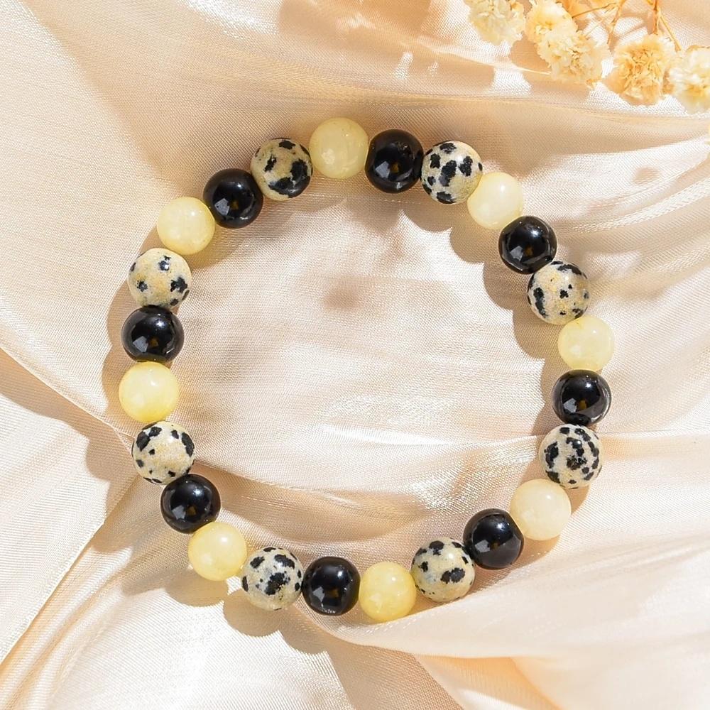 8mm Handmade Stretch Bracelet  Amazon Maculated Stone Obsidian Beaded Bracelet Natural Stone Beaded Bracelet