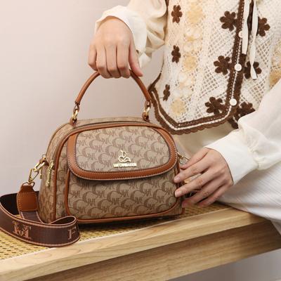 2025 New Light Luxury Texture Small Round Bag Large Capacity Shoulder Crossbody Handbag Women