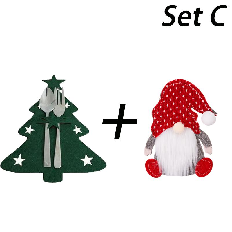 Christmas Cutlery Holder Knife and Fork Pocket Bag Cutlery Cover Star Tree Elk New Year Christmas Party Dinner Table Decoration