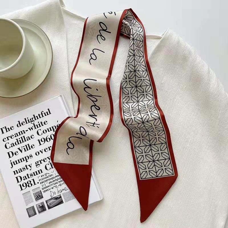 

Модная корейская лента для волос с цветочным принтом, шелковый атласный шарф, длинный бант, бандана, резинка для волос для хвостика, женские аксессуары для волос