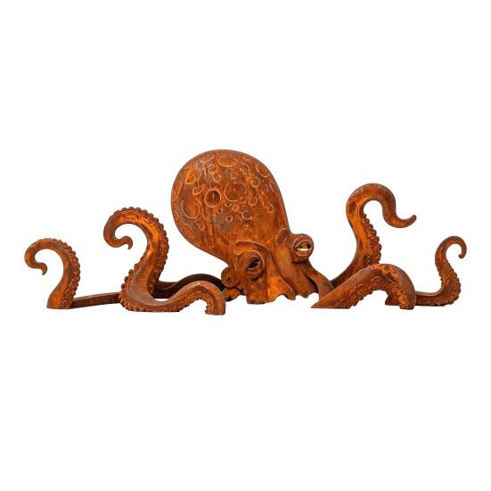 Rust Patina Giant Squid Handmade Metal Garden Sculpture Octopus